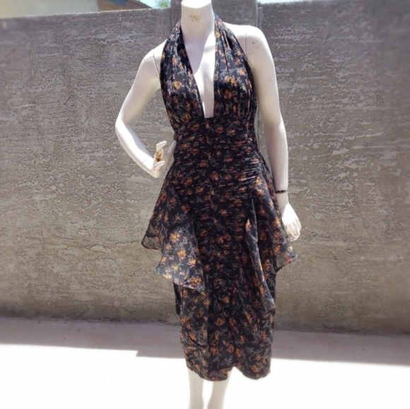 ASOS DESIGN button through ruched dress with soft ruffle - Picture 5 of 11